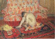 Henri Lebasque Prints Nude on Red Carpet, oil painting